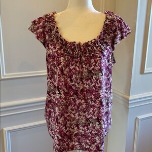 Elle Purple, Grey and White Floral Top